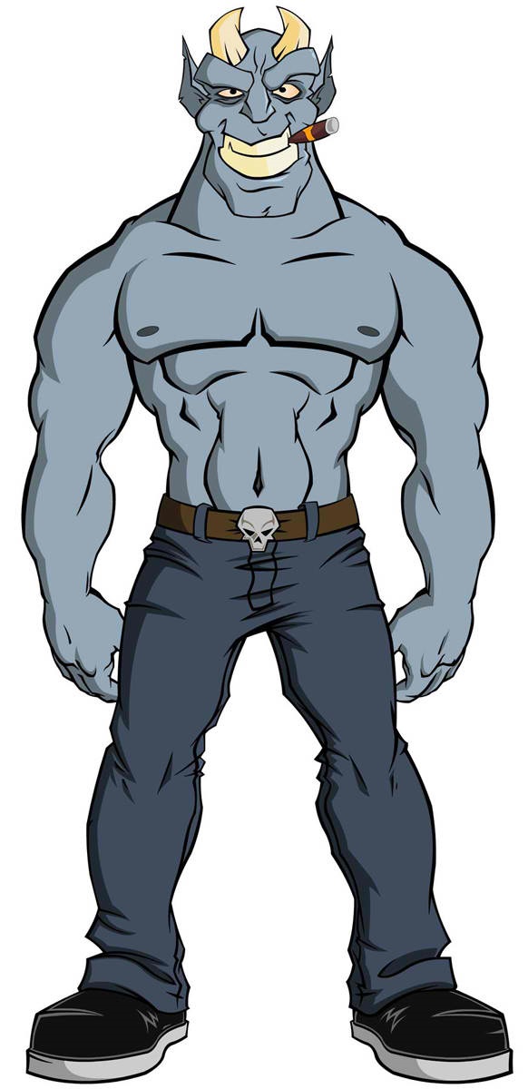 Blue Demon Guy Mascot