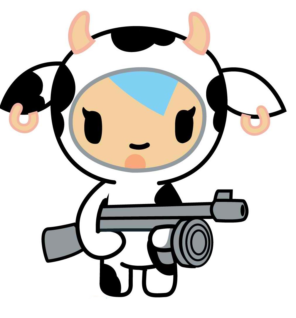Cow with Gun Mascot