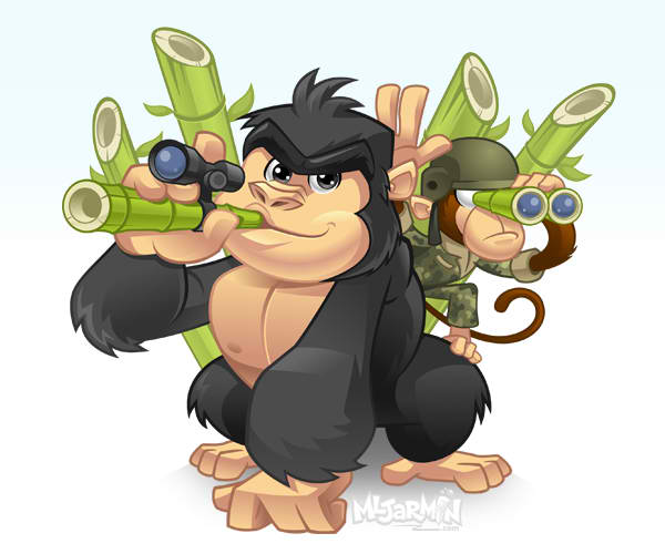 Gorilla Bamboo Mascot