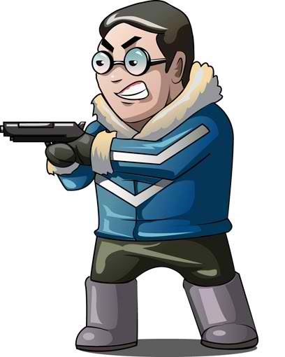 Gun Man Villain Mascot