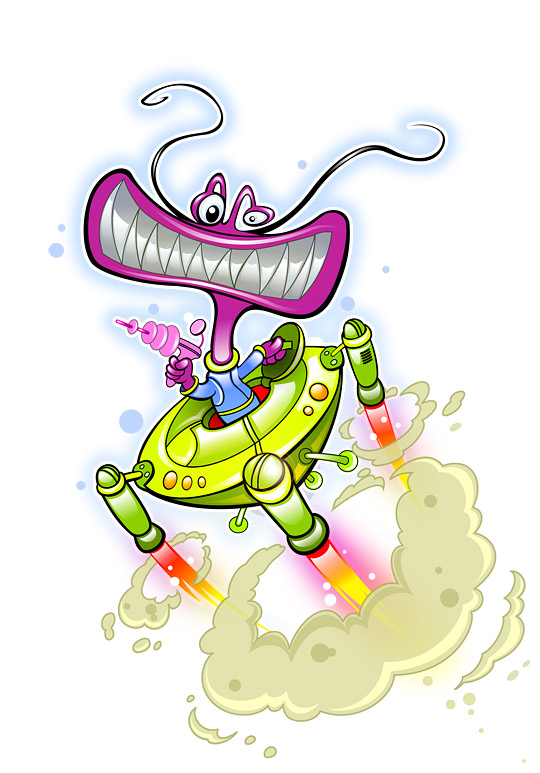 Alien in UFO Mascot