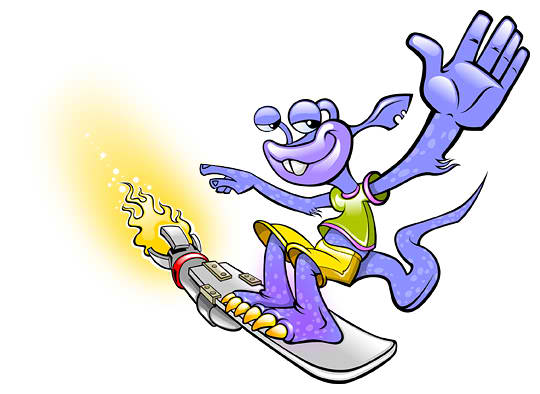 Surfing Alien Mascot