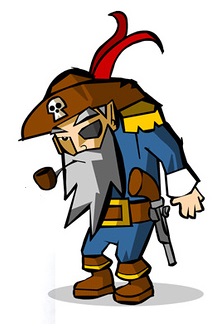 Old Man Pirate Captain Mascot